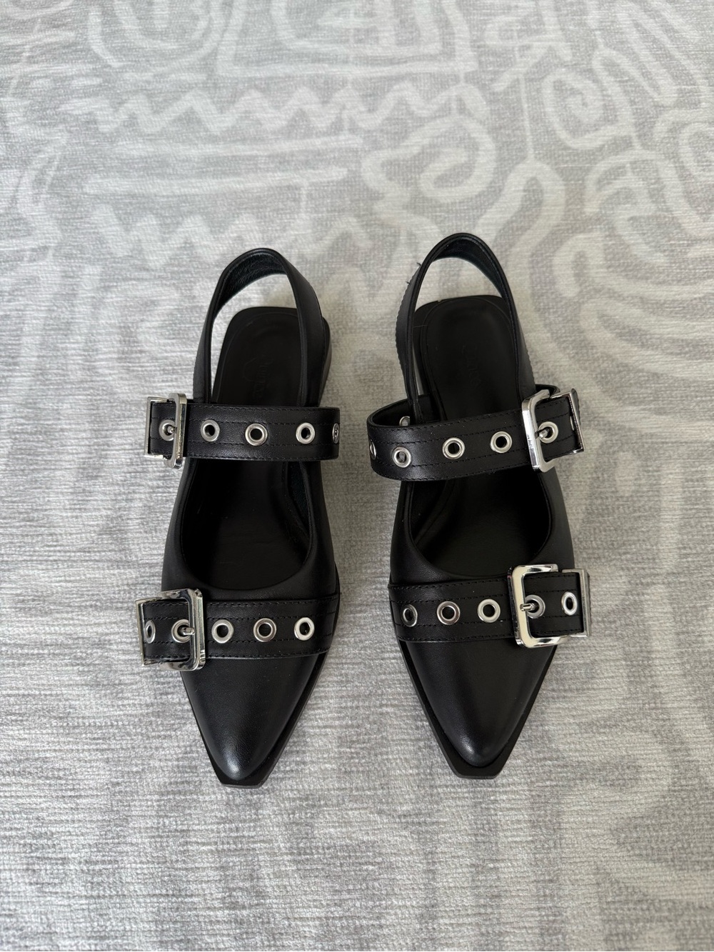 Quince Italian Leather Bold Buckle Slingback Flat